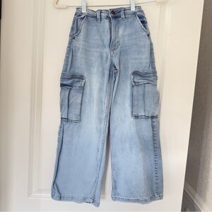 Jessica Simpson Sky Blue Nala Cargo Wide Leg Girl's Jeans Size 8